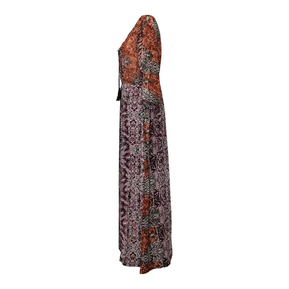 Earthbound Trading Boho Festival Maxi Dress Sz L Tassel Hippie Sheer Empire - Picture 5 of 15